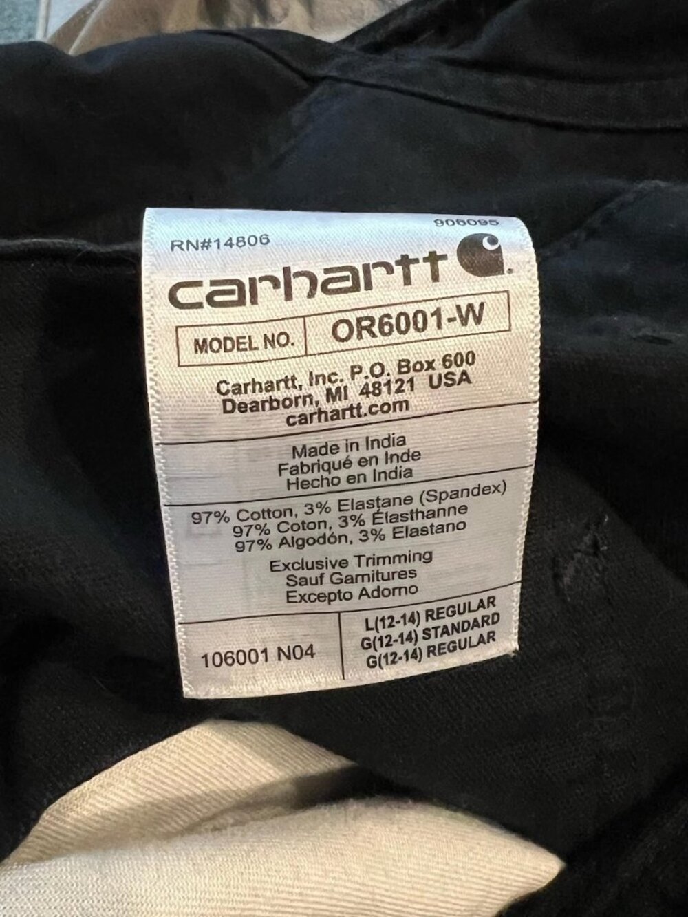 Carhartt Large Loose Fit Black Canvas Ashland Bib Overalls - Picture 8 of 8